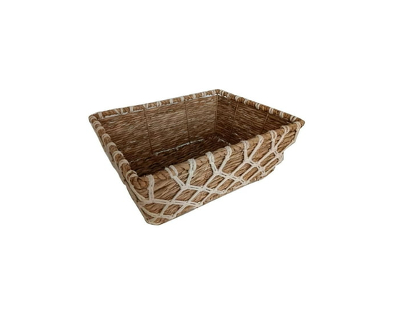 Hometrends Panier décoratif de grande taille Rush et tissé de corde de coton Macrame