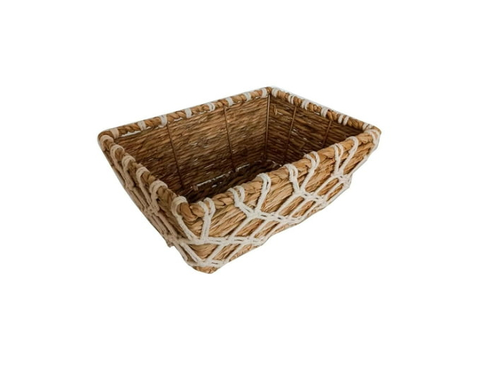 HOMETRENDS Moyenne Taille Rush et Tissé Corde de Coton Croix Macrame Panier de Décoration