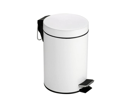 3L Steel Step Bin White