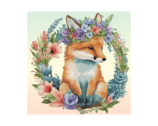 DIAMOND DOTZ® Renard et fleurs Édition Spéciale Kit d'art Broderie Diamant - 11 pouces x 11 pouces