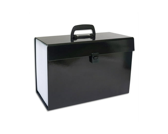 19 POCKET FILE CASE- BLACK