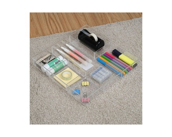MAINSTAYS Plastic 6-Section Clear Drawer Organizer, Multiple Compartments,Perfect Storage for School and Office Products, Crafting or Kitchen Gadgets 