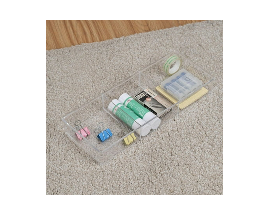 Mainstays Plastic 3-Section Clear Drawer Organizer, Sturdy Resin for Long-Lasting Organization, Perfect for Storage School and Office Products Etc. - 