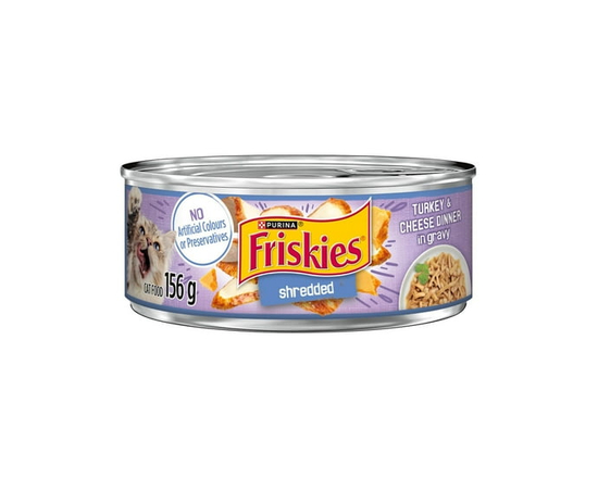 Friskies Shredded Turkey & Cheese in Gravy, Wet Cat Food 156g - 156 g