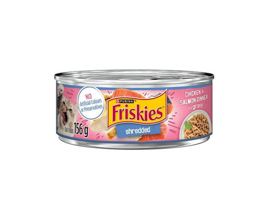 Friskies Shredded Chicken & Salmon Dinner, Wet Cat Food 156g - 156 g