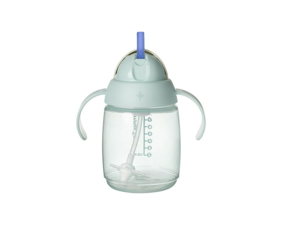 Tommee Tippee Starter Straw Cup, 8oz, 6 Months+, Easy Transition Toddler Cup, with Silicone Weighted Straw and Easy-hold Handles, Green