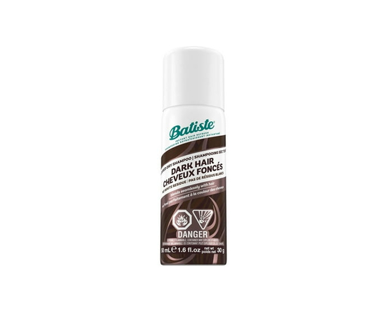 Batiste Dark Dry Shampoo Spray, Travel Size, Dark & Deep Brown Hair, Refresh Hair And Absorb Oil Between Washes, 50ml - 50ml