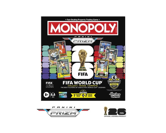 Monopoly Panini Prizm: FIFA World Cup Board Game with Monopoly Panini Prizm Trading Cards