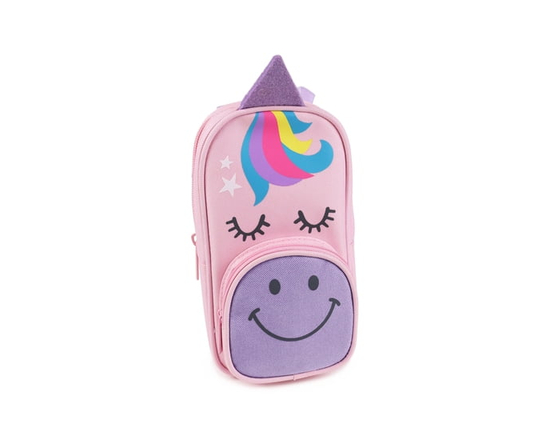 Pen+Gear Trousse à crayons fantaisie en forme de sac à dos avec bandoulière en forme de licorne, polyester rose, l'école primaire et préscolaire
