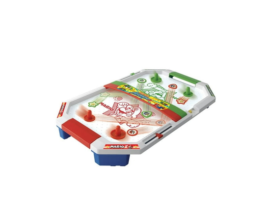 Epoch Games Super Mario Air Hockey, Tabletop Skill and Action Game with Collectible Super Mario Action Figures