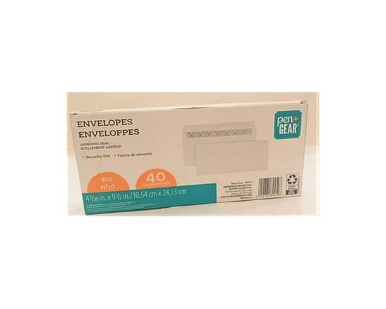 Pen + Gear  No.10 Enveloppe De Gomme Blanche