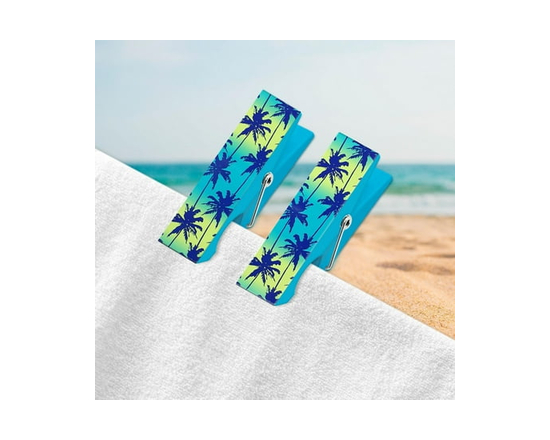 Mainstays Beach Towel Clips, Palm Cool, 2 Piece Set