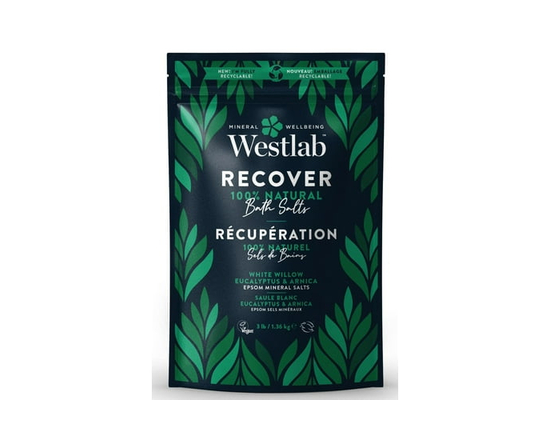 Westlab Récupération - Sels de Bain d'Epsom Purs à l'Eucalyptus, Saule Blanc   Avec ajout d'arnica   Apaise les muscles fatigués et surmenés   100% na