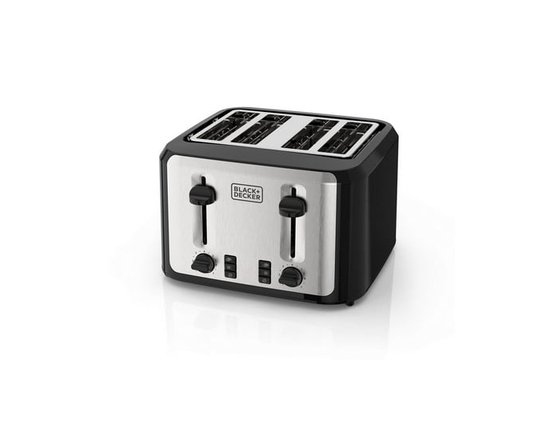 Black+Decker 4-Slice Toaster, Stainless Steel/Black, TR7847-1BDC