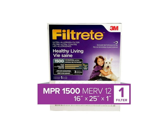 Filtrete™ Healthy Living Ultra Allergen Filter, MPR 1500, 16 in x 25 in x 1 in