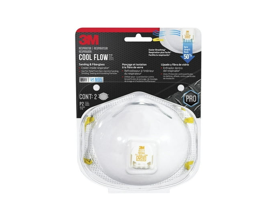 3M™ Respirator 8511H2-DC-PSCA, Pro Series, Sanding & Fibreglass, N95, Valved, 2/Pack - Multiple