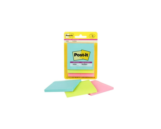 Feuillets super collants 3321-SSMIA-C Post-it®, collection Miami, 76 x 76&nbsp;mm (3 x 3&nbsp;po) - 3 in x 3 in