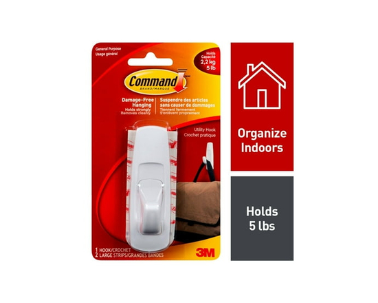 Command™ Large Utility Hooks, 17003C, White - L