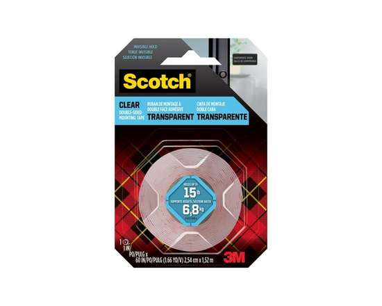 Scotch® Clear Double-Sided Mounting Tape 410S-ESF, 1 in x 60 in (2.54 cm x 1.52 m)