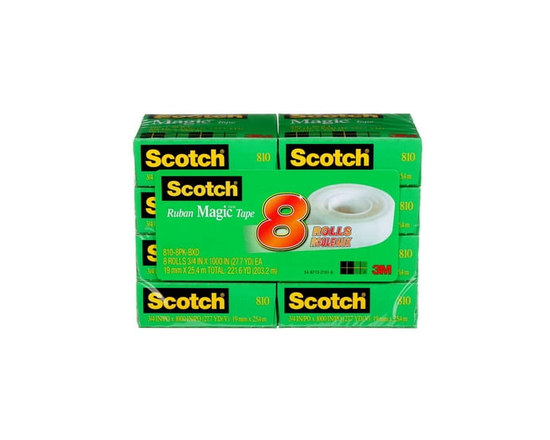 Ruban 810-8PKBXD-RP4 Magic(MC) Scotch®, 19&nbsp;mm x 25,40&nbsp;m (0,75&nbsp;po x 27,70&nbsp;v), 8&nbsp;rouleaux/paquet - 0,75 po x 27,70 yd