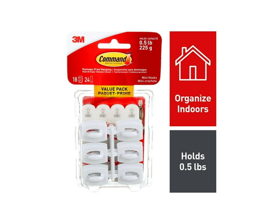 Command™ Mini Hooks 17006VP-C, Value Pack - Mini (White)