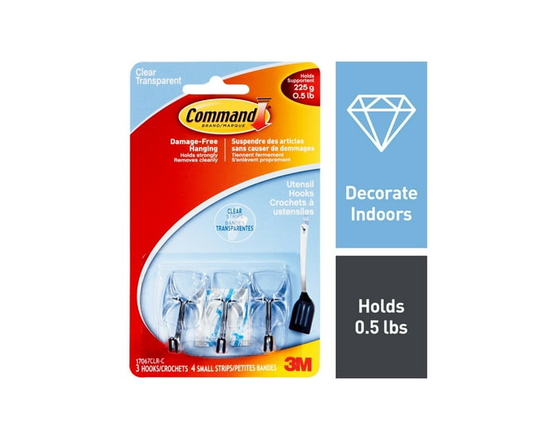 Command™ Clear Small Wire Hooks, 17067CLR-C - S