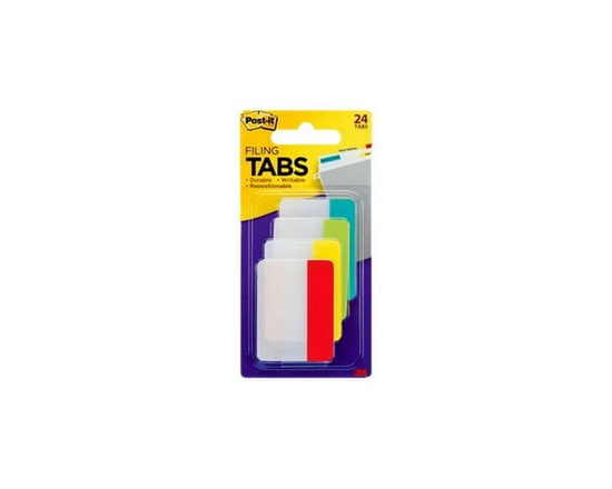 Post-it® Tabs 686-ALYR, Assorted Primary Colours, 2 in x 1.5 in (50.8 mm x 38.1 mm), 24/Pack