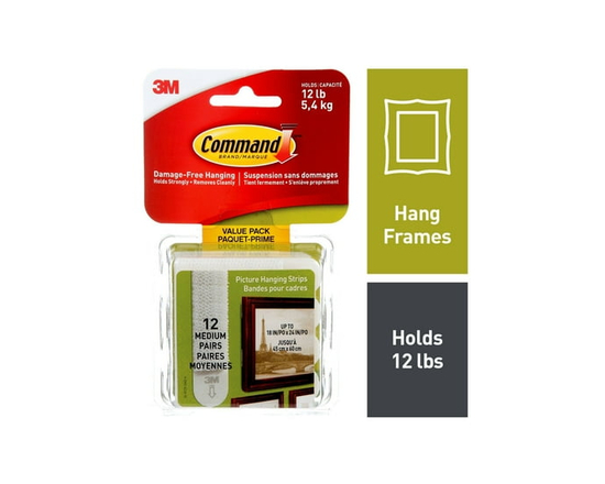 Command™ Picture Hanging Strips 17204-12EF, Medium, Value Pack - M
