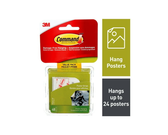 Command™ Poster Strips 17024C-VP, Medium, Value Pack (White)