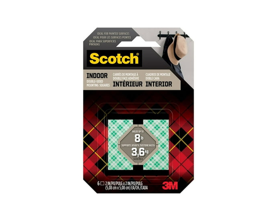 Scotch® Indoor Double-Sided Mounting Squares 111S-SQLRG6ESF, 2 in x 2 in (5.08 cm x 5.08 cm), 6/Pack