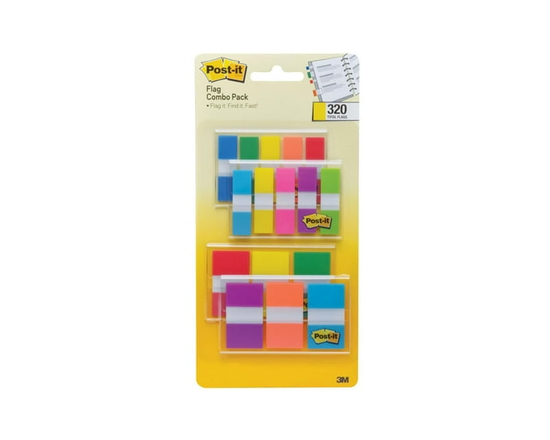 Post-it® Flags 683-XL1, Value Pack, 1/2 in x 1.7 in (1.2 cm x 4.3 cm), 1 in x 1-3/4 in (2.4 cm x 4.3 cm), 120 Flags/Pack