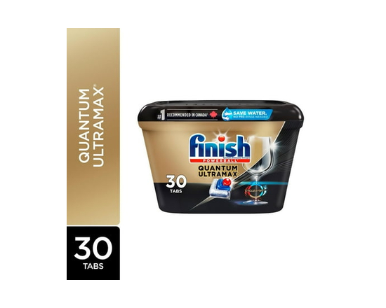 Finish® Quantum UltraMAX pastilles de détergent pour lave-vaisselle Diamond Shine, élimine les taches brûlées et séchées pendant 24 heures, pas de pré
