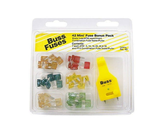 Cooper Bussmann NO.43 ATM Mini Blade Fuse Tester/Puller Kit Bonus Pack