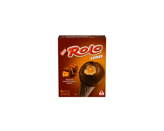 ROLO Cones, Caramel Flavoured Frozen Dessert & Centre, Chocolatey Coating & Cone - 1 L