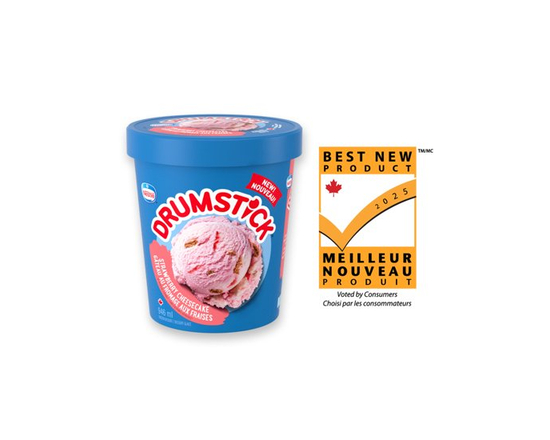 DRUMSTICK Strawberry Cheesecake, Frozen Dessert, Strawberry Ripple, Graham Pieces - 946 ml