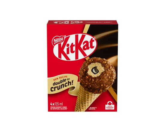 KITKAT Cones, Wafer-flavour Frozen Dessert, Fudge Centre, Chocolatey Crunch Coating, Wafer Cone - 1 L