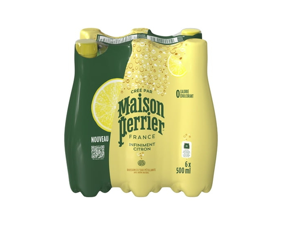 Maison Perrier Forever Lemon, Sparkling Water Beverage, No Calories, No Sweeteners, No Sodium, Sourced & Bottled in France 6X500ml - 500 mL