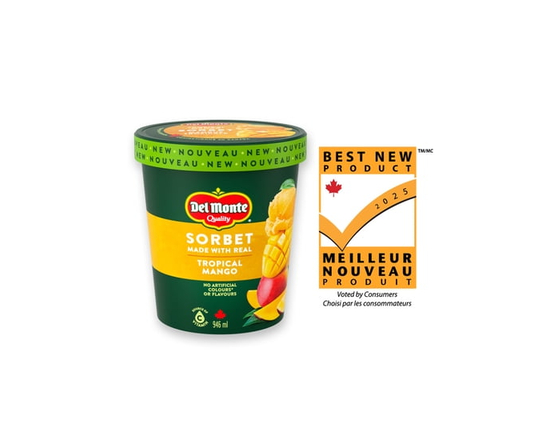 DEL MONTE Tropical Mango Sorbet, Made With Real Mangoes, Frozen Dessert - 946 ml