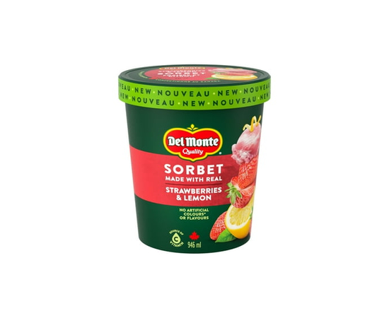 DEL MONTE Real Strawberries & Lemon Fruit Sorbet, Made With Real Fruit - 1 L