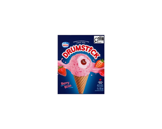 DRUMSTICK Berry Bliss Cone, Strawberry Frozen Dessert, White Chocolatey Coating - 125 ml