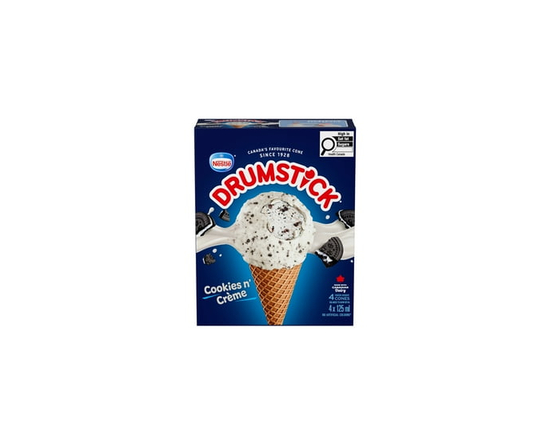DRUMSTICK Cookies 'n Crème Cone, Vanilla & Chocolate Cookie Crunch Frozen Dessert - 125 ml
