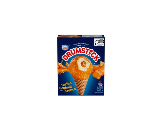 DRUMSTICK Toffee Graham Crunch Cone, Vanilla, Caramel Centre, Toffee & Graham Coating - 125 ml
