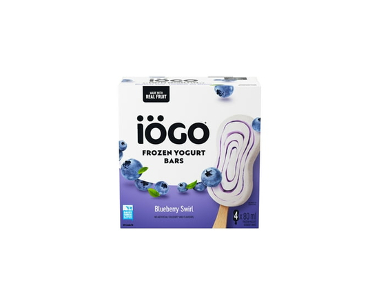IÖGO Frozen Yogurt Bars, Blueberry Swirl, Real Fruit & Dairy, 100 Calories Per Bar - 80 ml