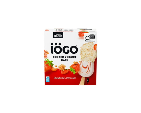 IÖGO Frozen Yogurt Bars, Strawberry Cheesecake, 1/2 Dipped White Chocolatey Coating - 80 ml