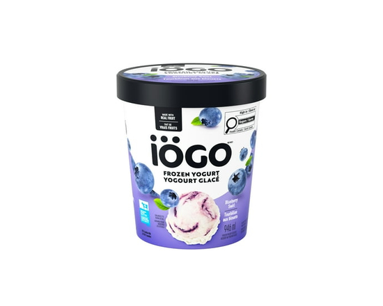 IÖGO Blueberry Swirl Frozen Yogurt, Vanilla With Fruit Ripple - 946 ml