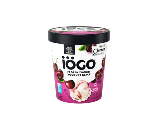 IÖGO Cherry Swirl Frozen Yogurt, Vanilla With Fruit Ripple, Real Dairy - 946 ml
