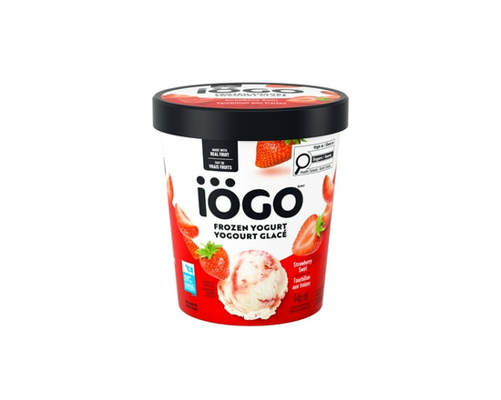 IÖGO Strawberry Swirl Frozen Yogurt, Vanilla With Fruit Ripple - 946 ml