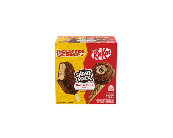 Coffee Crisp COFFEE CRISP & KITKAT Share, Frozen Dessert, COFFEE CRISP Bars & KITKAT Cones, Individually Wrapped, Prepared In Canada, No Artificial Co