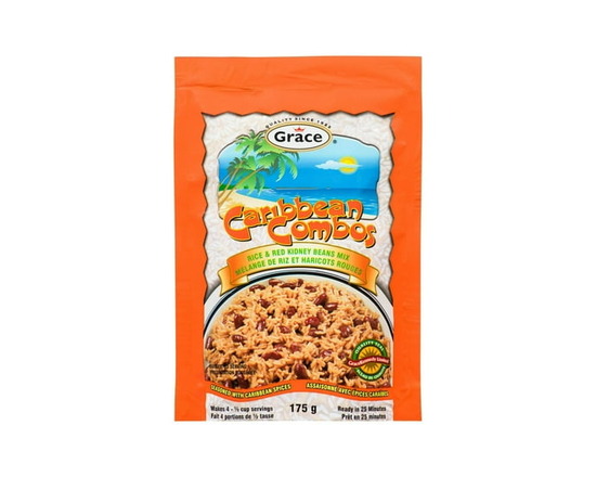 Grace Caribbean Combos Rice and Red Kidney Beans, 175g Bag - 175g