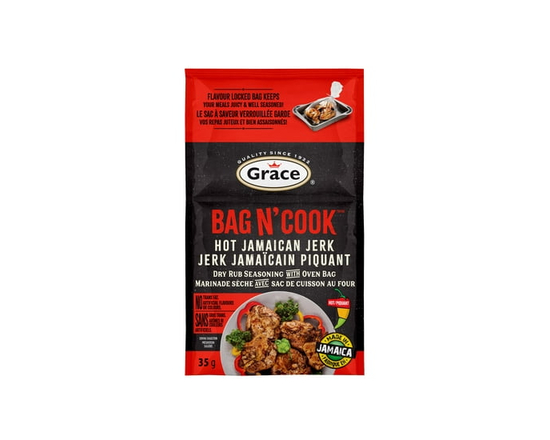 Grace Bag n' Cook Dry Rub Seasoning with Oven Bag Hot Jamaican Jerk 35 g - 35